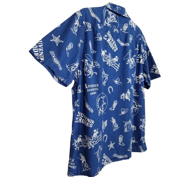 Ralph Lauren Double RL Blue Western Rodeo Camp Shirt Japanese Cotton Mens Size L - Picture 6 of 12
